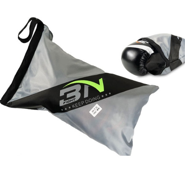 Adult boxing gloves in a protective bag, ideal for fitness and martial arts training.